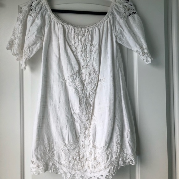 Free People Battenburg Off The Shoulder Mini Dress - Picture 3 of 5